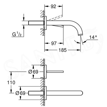 Смеситель встраиваемый Grohe Atrio Joy 19287AL3