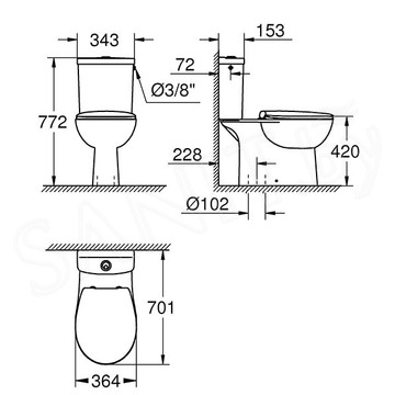 Напольный унитаз Grohe Bau Ceramic 39346000 безободковый с крышкой Soft Close