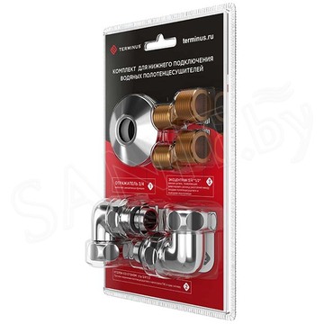 Комплект угловых американок Terminus 3/4"х1/2" Г/Ш со сгоном + отражатели хром
