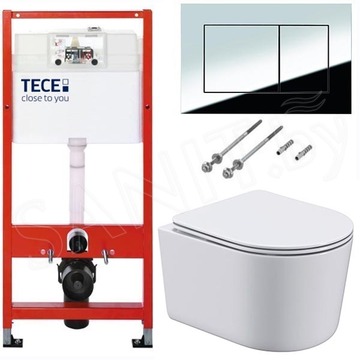 Система инсталляции для унитаза TECEbase kit 9400401S (9400412) c кнопкой и унитазом Roxen Simple Compact 530120-01