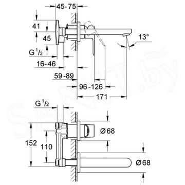 Смеситель встраиваемый Grohe BauEdge 20474000