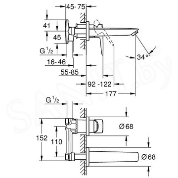 Смеситель встраиваемый Grohe BauEdge 20474001