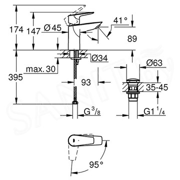 Смеситель для умывальника Grohe BauEdge 23899001