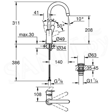 Смеситель для умывальника Grohe BauEdge 23911001