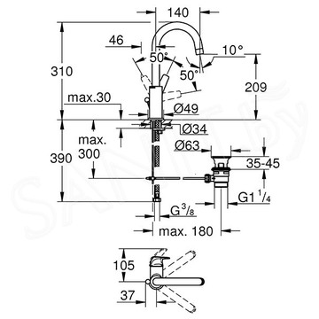 Смеситель для умывальника Grohe BauFlow 23753000