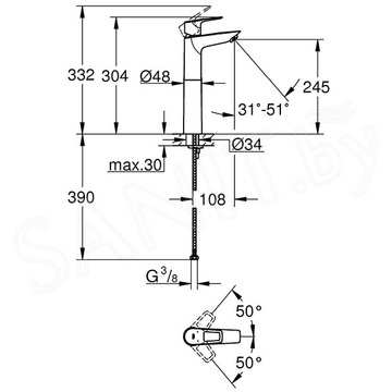 Смеситель для умывальника Grohe BauLoop 23764001