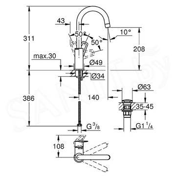 Смеситель для умывальника Grohe BauLoop 23891001