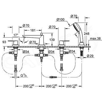 Смеситель на борт ванны Grohe BauLoop 2511900A