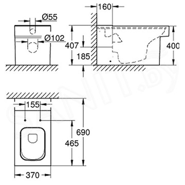 Напольный унитаз Grohe Cube Ceramic 3948400H безободковый