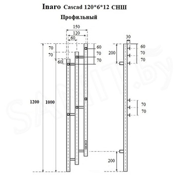 Полотенцесушитель Маргроид Ferrum Inaro 3 Cascade СНШ электрический (таймер) 6 крючков черный матовый