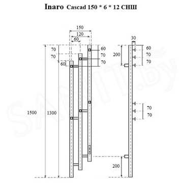 Полотенцесушитель Маргроид Ferrum Inaro 3 Cascade СНШ электрический (таймер) 6 крючков черный матовый