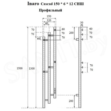 Полотенцесушитель Маргроид Ferrum Inaro 3 Cascade СНШ профильный электрический (таймер) черный матовый