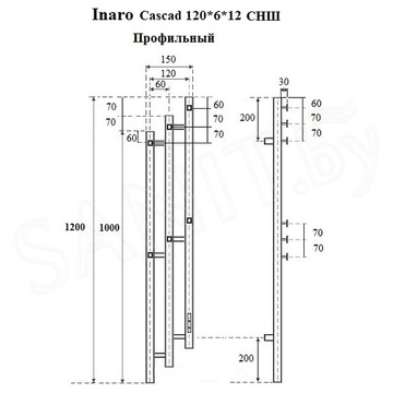 Полотенцесушитель Маргроид Ferrum Inaro 3 Cascade СНШ профильный электрический (таймер) графит