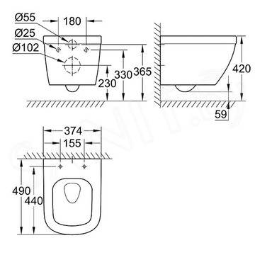 Подвесной унитаз Grohe Euro Ceramic 39206000 безободковый