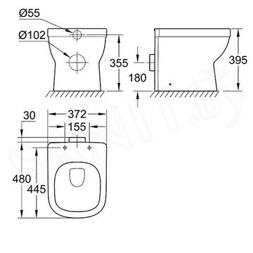 Приставной унитаз Grohe Euro Ceramic 3932900H безободковый