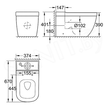 Напольный унитаз Grohe Euro Ceramic 39338000 безободковый