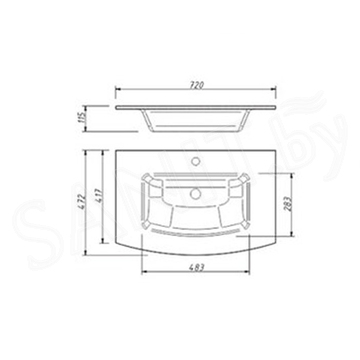 Умывальник Caprigo Legato 70 GC18R 3011 / 80 GC18R 3012 / 100 GC18R 3014