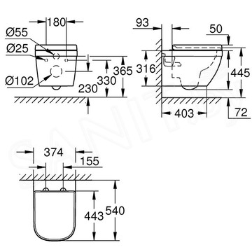 Подвесной унитаз Grohe Euro Ceramic 39703000 безободковый с крышкой Soft Close