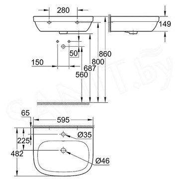 Умывальник Grohe Euro Ceramic 39335000 / 39336000