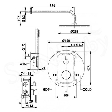 Душевая система скрытого монтажа Armatura Moza Black 5039-501-81