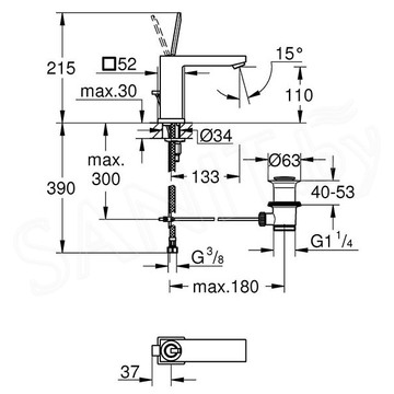 Смеситель для умывальника Grohe Eurocube Joy 23657000