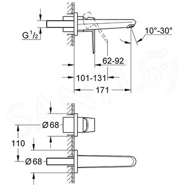 Смеситель встраиваемый Grohe Eurodisc Cosmopolitan 19573002