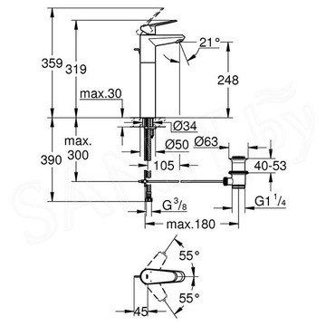 Смеситель для умывальника Grohe Eurodisc Cosmopolitan 23055002