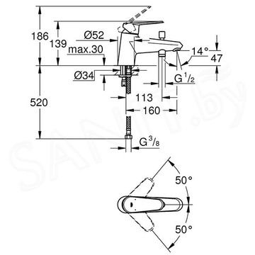 Смеситель на борт ванны Grohe Eurodisc Cosmopolitan 33192002