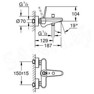 Смеситель для ванны Grohe Eurodisc Joy 23431000