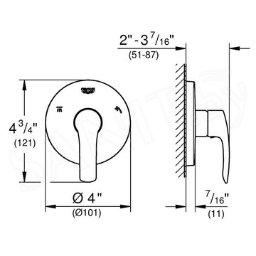 Переключатель режимов встраиваемый Grohe Eurosmart 19972002 (3 функции)