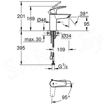 Смеситель для умывальника Grohe Eurosmart 23372003