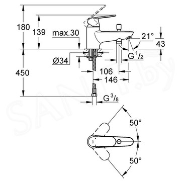 Смеситель на борт ванны Grohe Eurosmart Cosmopolitan 32836000