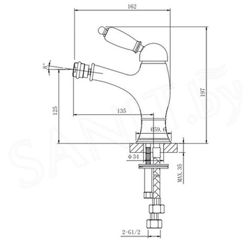 Смеситель для биде Caprigo Adria-uno Metal Edition 02M-533-VOT