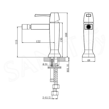 Смеситель для биде Caprigo Diamante 50-030-ORO