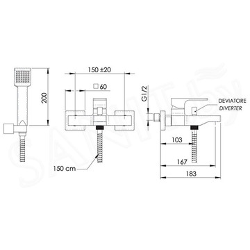 Смеситель для ванны Remer Absolute AU02BG