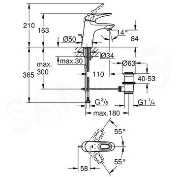 Набор смесителей Grohe Eurostyle 124416 c душевым гарнитуром