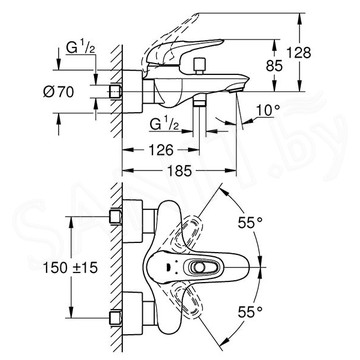 Набор смесителей Grohe Eurostyle 124416 c душевым гарнитуром