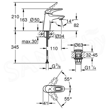 Смеситель для умывальника Grohe Eurostyle 23929003