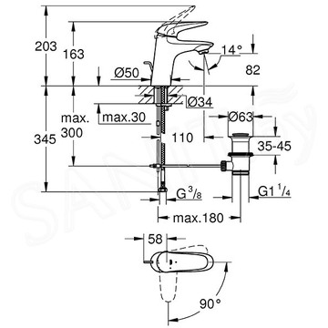 Смеситель для умывальника Grohe Eurostyle Solid 23709003