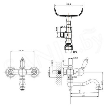 Смеситель для ванны Caprigo Adria-uno Metal Edition 02M-511-CRM