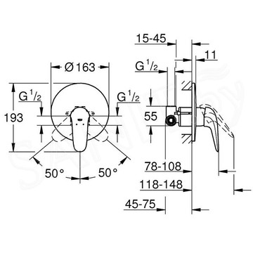 Смеситель встраиваемый Grohe Eurostyle Solid 23725003 (1 функция)