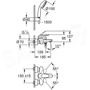 Смеситель для ванны Grohe Eurostyle Solid 2372930A