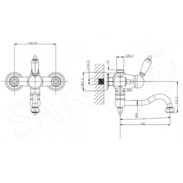 Смеситель для ванны Caprigo Fonte 12-519-CRM