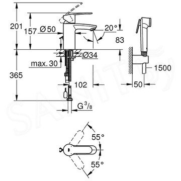 Смеситель для умывальника Grohe Eurostyle Cosmopolitan 23953003 с гигиеническим душем