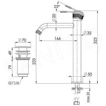 Смеситель для умывальника Remer Atelier AL10LXL