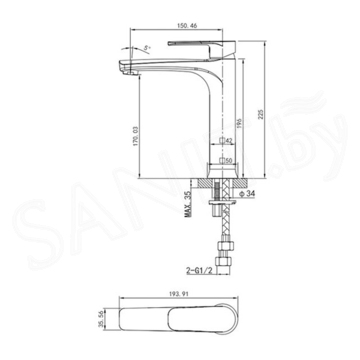 Смеситель для умывальника Caprigo Atlantic 51-023-CRM