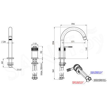 Смеситель для умывальника Remer Atelier AL57