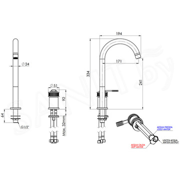 Смеситель для умывальника Remer Atelier AL57L