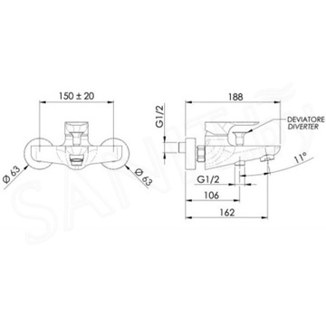 Смеситель для ванны Remer Infinity I05BO