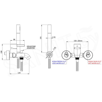 Смеситель для ванны Remer Metrica MC02NO